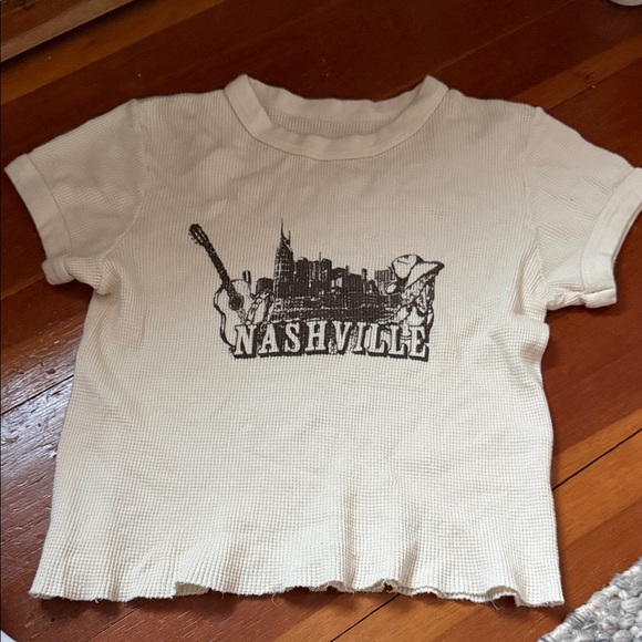 Brandy Melville Tops - Brandy Melville Cream Nashville Graphic Crop Top